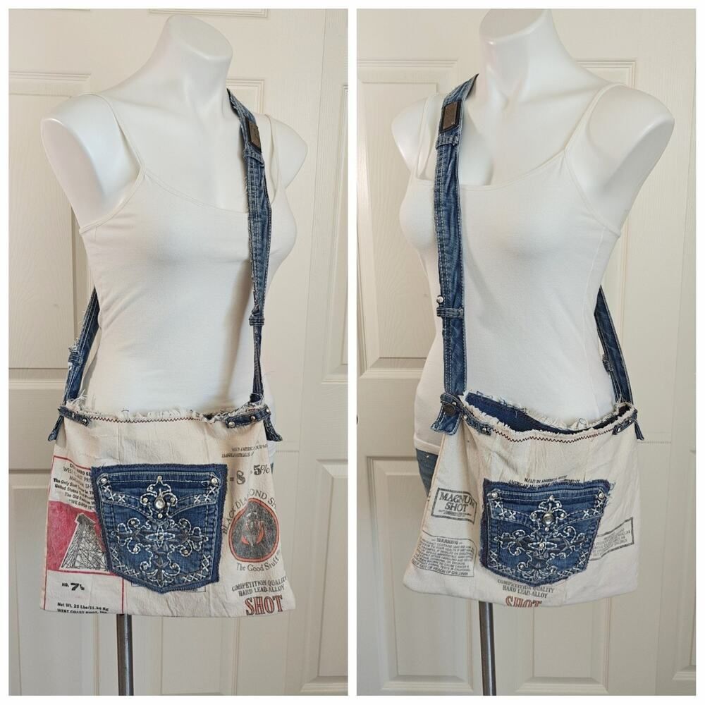 Earl Jean upcycle handmade denim pockets crossbody canvas bag